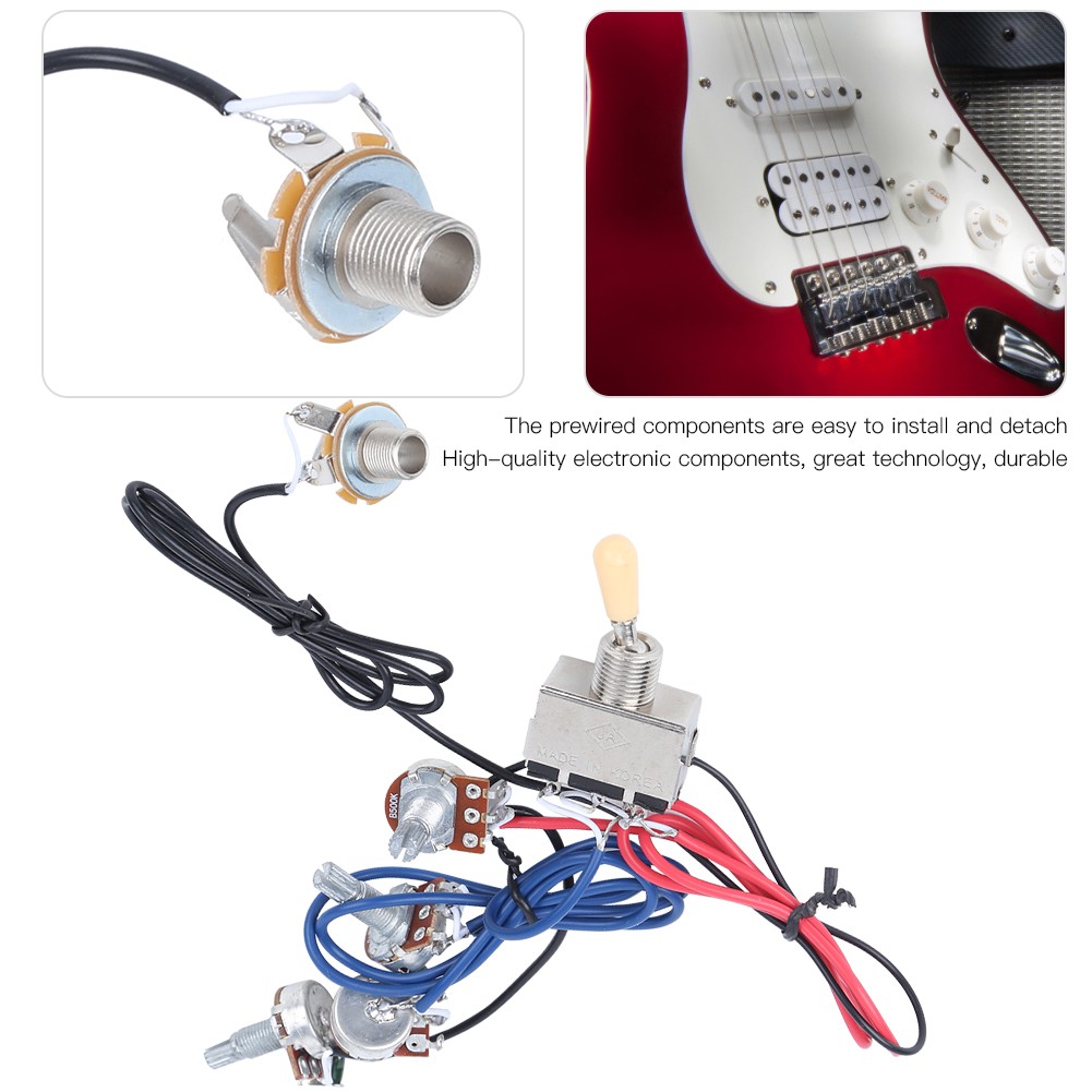 Guitar Wiring Harness Kit Prewired 3 Way Switch 2V2T1J For Electric Guitar Wire