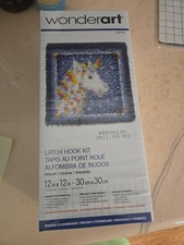 Wonderart Unicorn Latch Hook Kit 12x12  Pillow Wall Hanging Canvas Yarn Binding