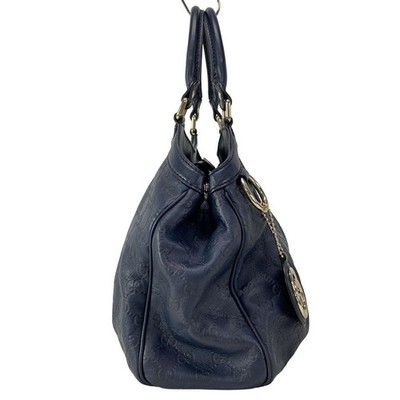 GUCCI Sukey Guccissima Dark Navy Handbag Tote Bag 211944 Used | eBay