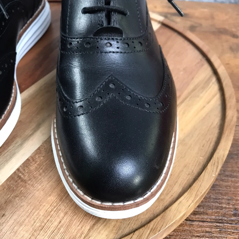 Cole Haan OriginalGrand Wingtip Oxford Womens 9.5B Black Leather Derby Shoes - Image 3 of 4