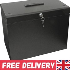 Versatile A4 Metal File Box with 5 Clear Index Suspension Files - Lockable