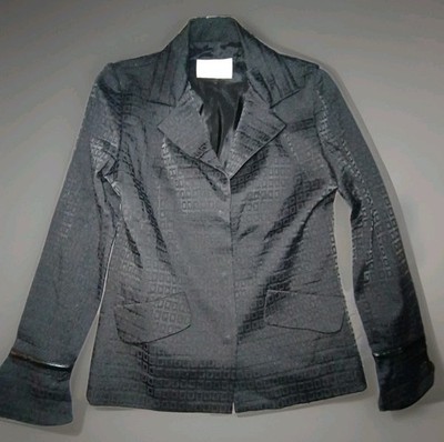 Vintage Equestrian Designs Santa Barbara Black Textured Blazer Women s Size 