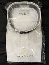Neil Allyn 3XL 34/35 White Formal Dress Shirt Long Sleeve Black Collar