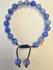 LOLA ROSE GORGEOUS BLUE QUARTZ GEMSTONE BRACELET WITH GOLD BEADS - NWOT