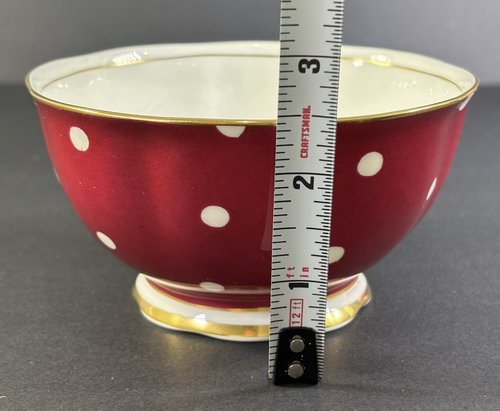 Royal Albert Bone China Polka Dot Series Red & White Footed Creamer, Bowl,Plate - Picture 12 of 21