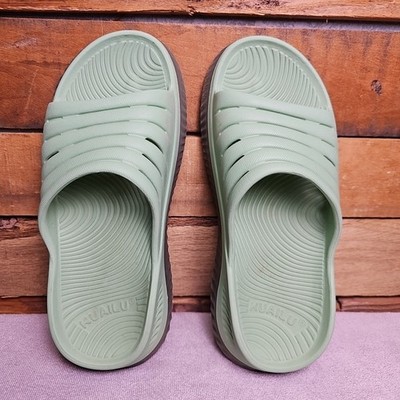 Kuailu Women's 6 Seafoam Green Recovery Sandals Slides Arch Support Comfort 