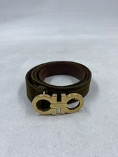 Salvatore Ferragamo Brown Suede Leather Gold Buckle Belt Length 32.5"