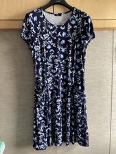 M&Co Ladies jersey dress. Blue floral. (No size label. Probably 12-see details)