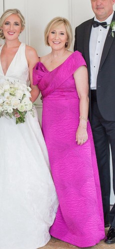 Teri Jon Pink Off-Shoulder Mother of the Bride Formal Gown Dress