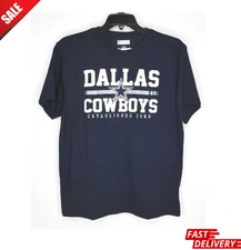 Team Apparel Dallas Cowboys Adult T-Shirt Blue 100% Cotton_reprint_hot item_sale
