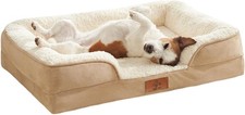 VEEL PET Medium Orthopedic Memory Foam Dog Bed Washable Waterproof Grey