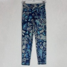 Gap Fit Dry Girls Leggings Size 2XL Blue Butterfly Pattern Yoga Active Fitness