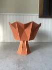 Rare 9” Red Wing Pottery Belle Kogan Prismatique 796 Geometric Bowl MCM Orange