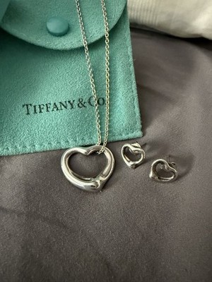 Tiffany & Co medium open heart necklace and earrings