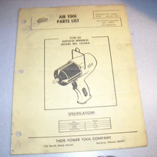 THOR Power Tool, Parts List Impulse Wrench, TCW-50 11348A from 1972