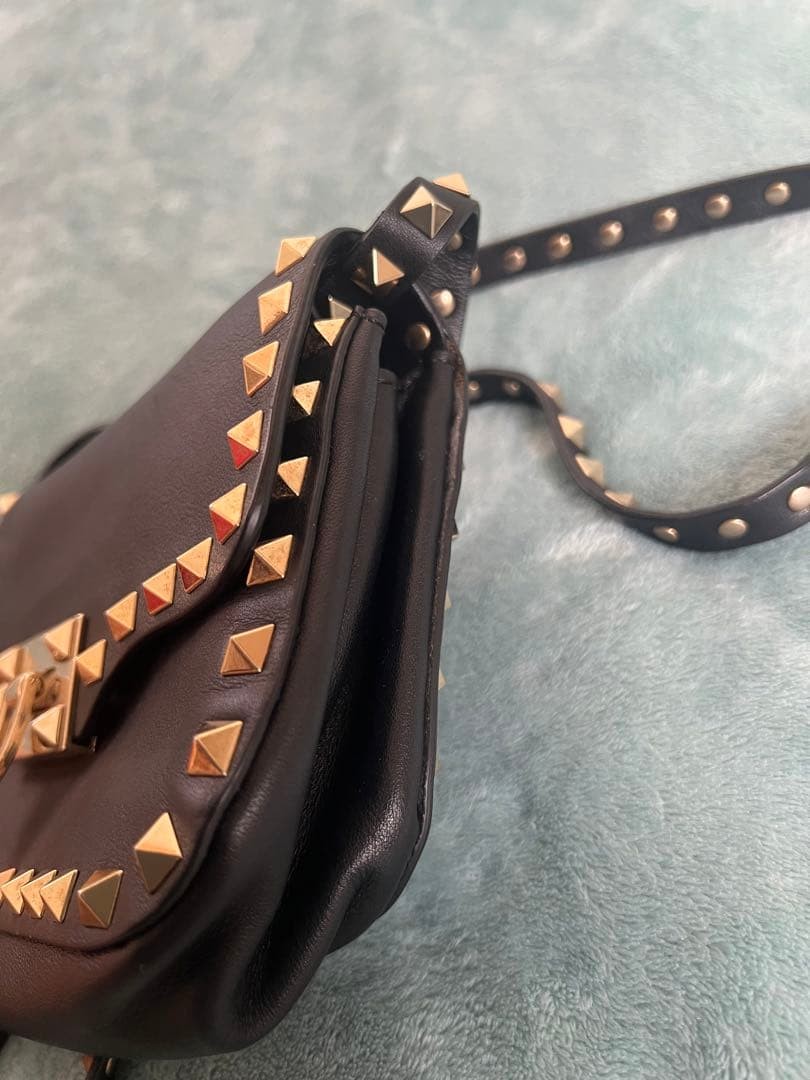 Valentino Garavani Rockstud Mini Shoulder Bag Black Leather Used Japan thumbnail 7