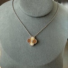 Flower 2 tone 925 silver white rose gold plated 15mm Flower necklace