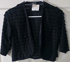 Black Ruffled Cropped Bolero Jacket by Glamour Size Small
