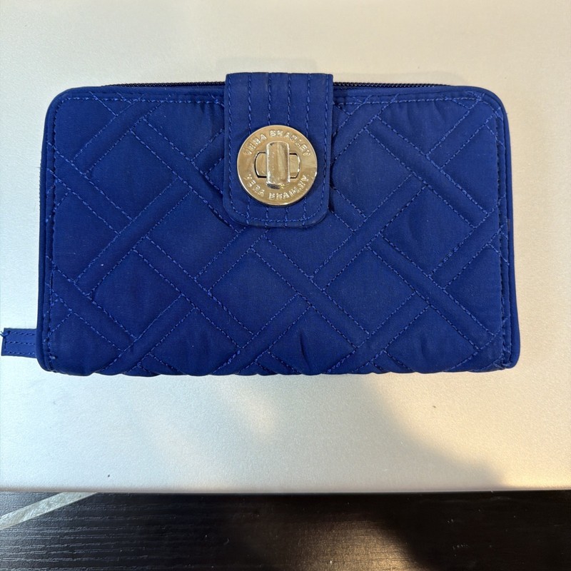 Vera Bradley Navy Blue Quilted Turn Lock Wallet EUC
