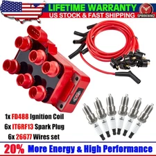 Ignition Coil + Wire Set +Spark Plug for Ford Mustang Mazda Mercury Jaguar FD488