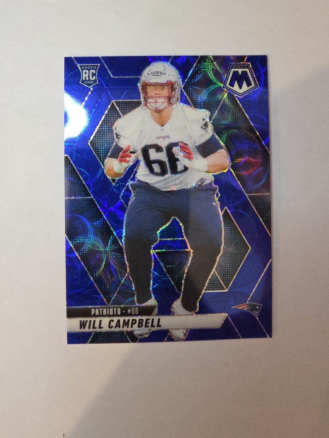2025 Panini Mosaic Will Campbell Mosaic Reactive Blue #378 Patriots