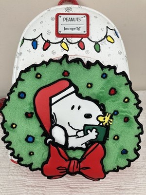 Loungefly Peanuts Snoopy & Woodstock Weihnachten Urlaub Kranz Mini Rucksack Neu