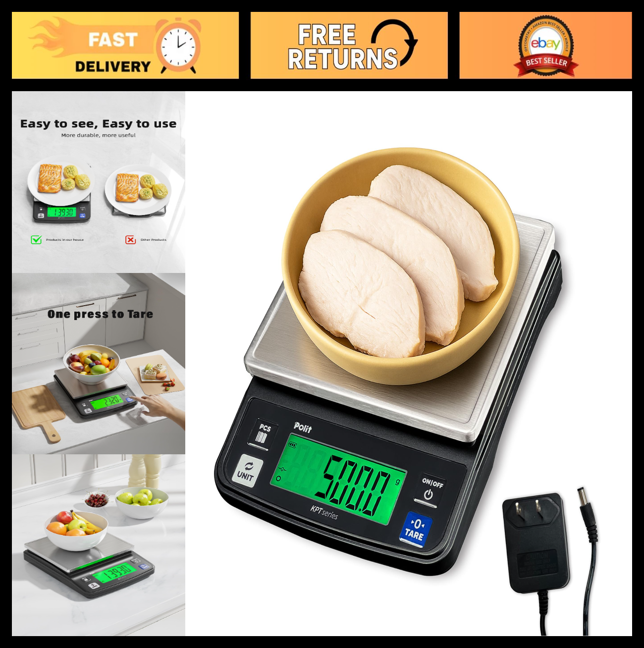 Digital Food Scale 0.5g Precision Rechargeable 13lb
