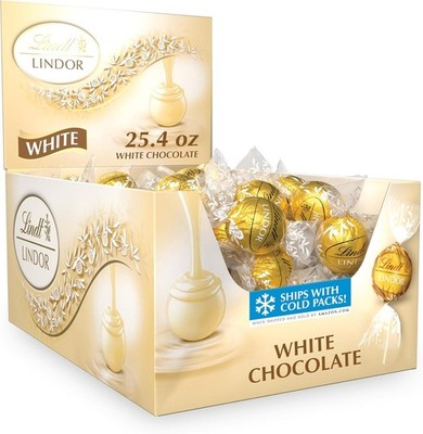 Lindt LINDOR White Chocolate Candy Truffles, White Chocolate Candy with Smooth