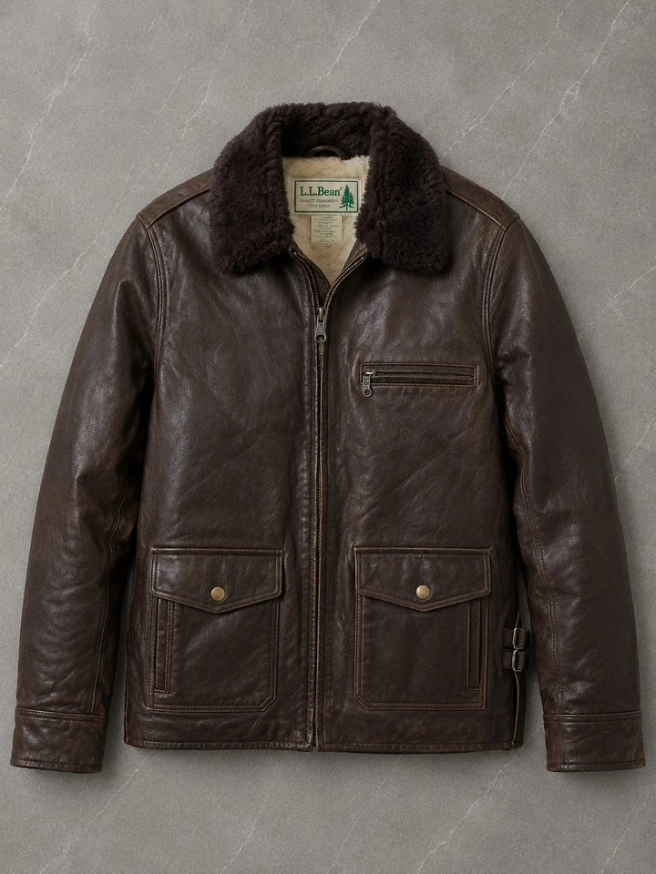 Blouson aviateur L.L.Bean Homme M – Cuir véritable doublé laine – Made in USA - Photo 1/4