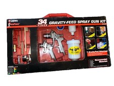 34pc Gravity Feed Hvlp Spray Gun Kit Air Paint Detail Set Auto Body New In Box