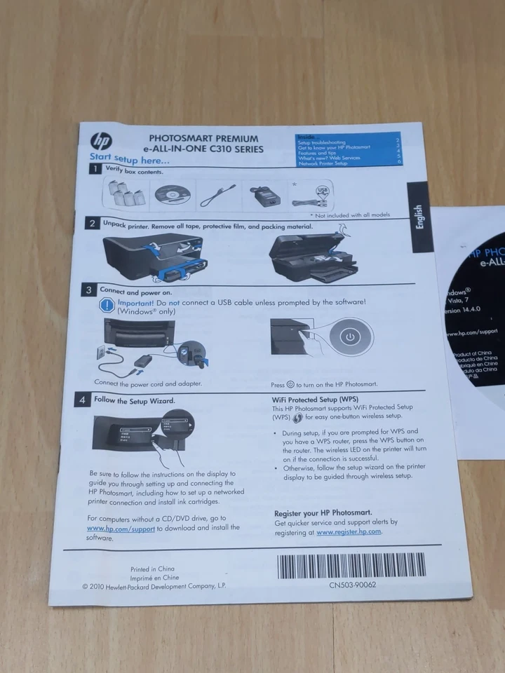 HP Photosmart Premium e-All In One C310 Series Printer Driver Disc & Setup Guide - Image 2 of 4