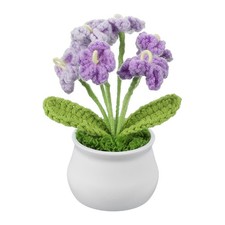 1 Pcs Crochet Flowers Potted 6 Head Forget-Me-Nots Knitted, Gradient Purple
