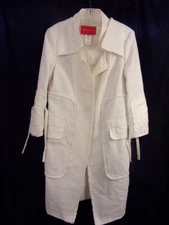 Christian Lacroix Coat/Jacket White Size 42 Long 2 Pockets Very Cool Design VGC