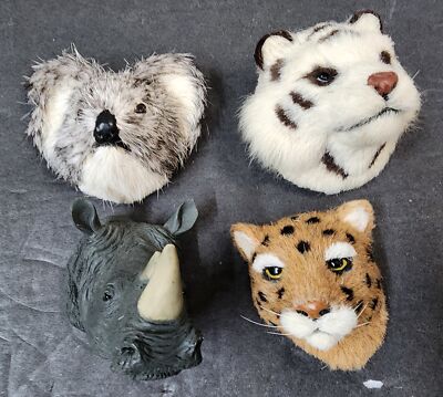 Lot of 4 Life's Attractions Realistic Animal Refrigerator Magnets Rhino Leopard