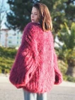 Mohair Sweater Thick Oversize Burgundy Handmade Handknitted by Lanaknittings