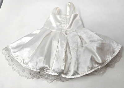 Build a Bear White Silk Glitter Gown w/ Silver Heel Shoes - Wedding Dress!