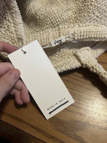 NWT Anthropologie Raj Cotton Woven Carpet Large Tote Shopping Bag Cream - Picture 6 of 8