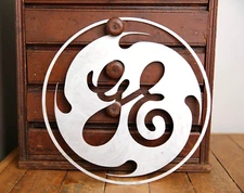 Vintage General Electric Sign Fan Motor Template Industrial GE Logo Antique