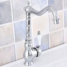 Polished Chrome Swivel Spout Bathroom Sink Vessel faucet Basin Mixer Tap Zsf649