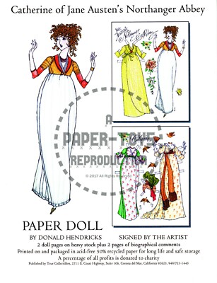 REPRINT - CATHERINE OF JANE AUSTEN'S NORTHANGER  ABBEY PAPER DOLL - D. HENDRICKS