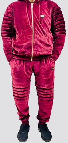El tiempo es dinero terciopelo chándal, Biker Estrella Hiphop Para Hombre  Entallado Borgoña Premium | eBay