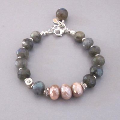 djs Sundance Sol Labradorite Moonstone Sterling Silver Boho Bracelet