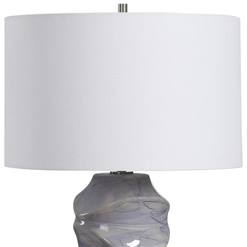 Uttermost Waves Transitional Ceramic Metal and Fabric Table Lamp in Blue/White - Picture 4 of 9