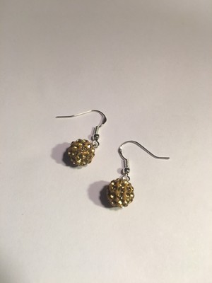 Boucles D'oreilles Boule Disco 10 Mm - Étain, Strass Cristal Autriche, Plaqué Argent, Modèle R726