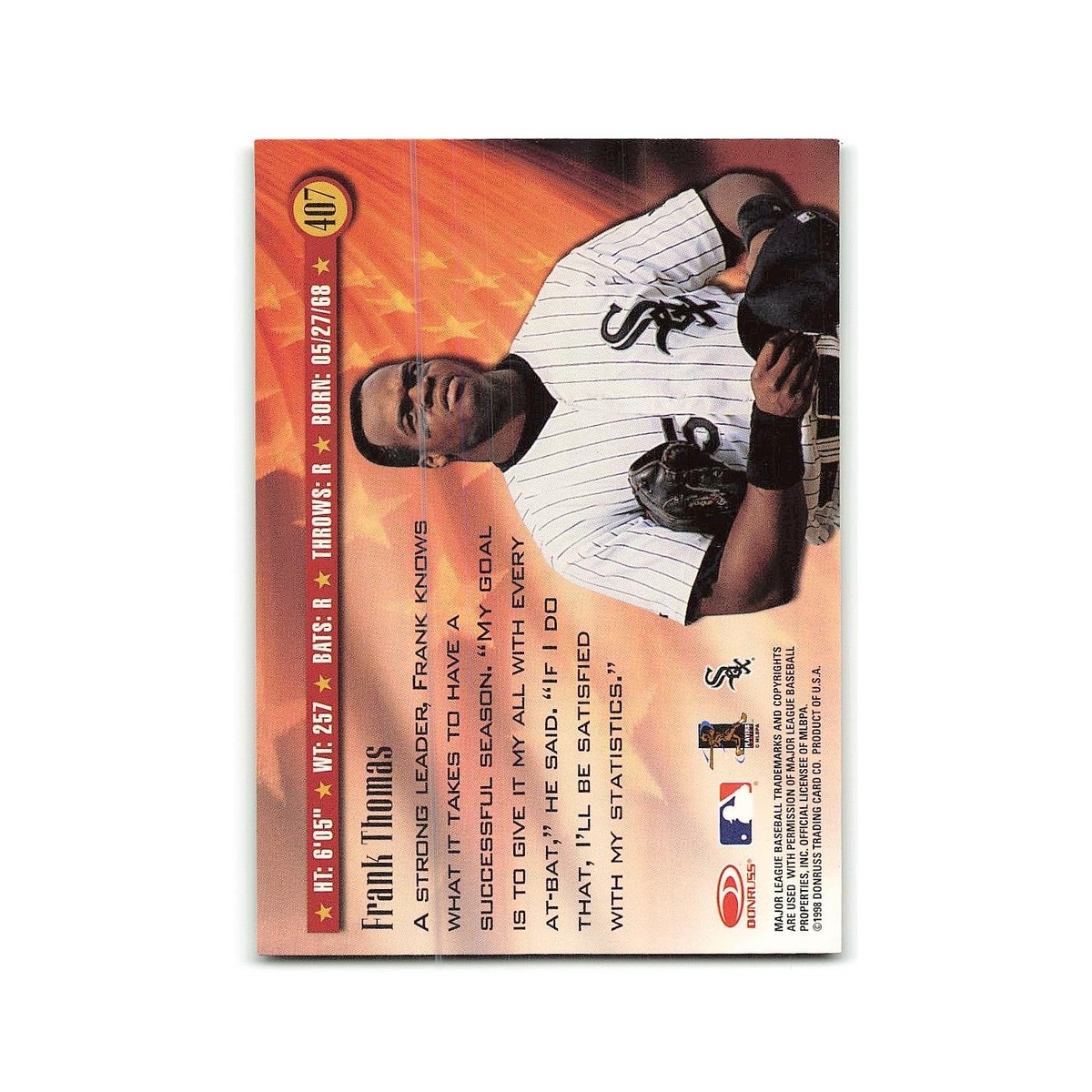 Frank Thomas 1998 Donruss #407 Chicago White Sox/Minnesota Twins