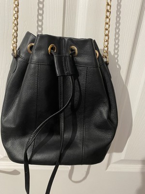 leather bucket bag black