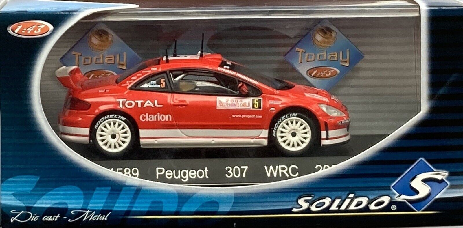 1/43 Solido 1589 Peugeot 307 WRC 2004 Monte Carlo #5 Gronholm & Rautiainen New