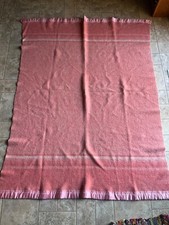 Vintage 100 Wool Pink Blanket Large 57  x 77  with Satin Edge