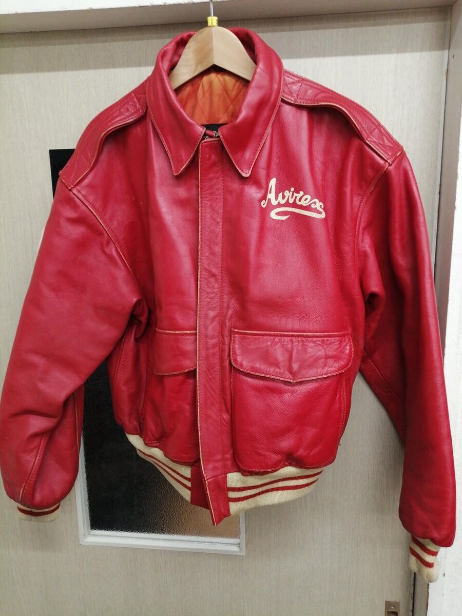 AVIREX Type A-2 Men's leather jacket Red Size XS free AVIREX Type A-2 Men's leather jacket Red Size XS free