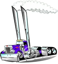 Peterbilt Semi Big Rig Truck Cartoon T-shirt #1030 hauler cab
